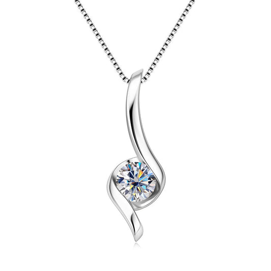 Sterling Silver Moissanite Twist Pendant Necklaces