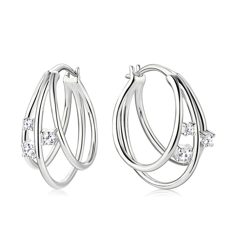 Sterling Silver Moissanite Split Hoop Earrings