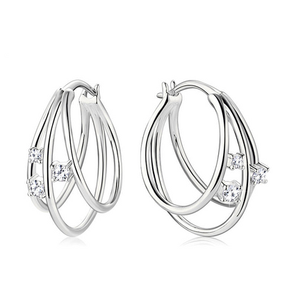 Sterling Silver Moissanite Split Hoop Earrings