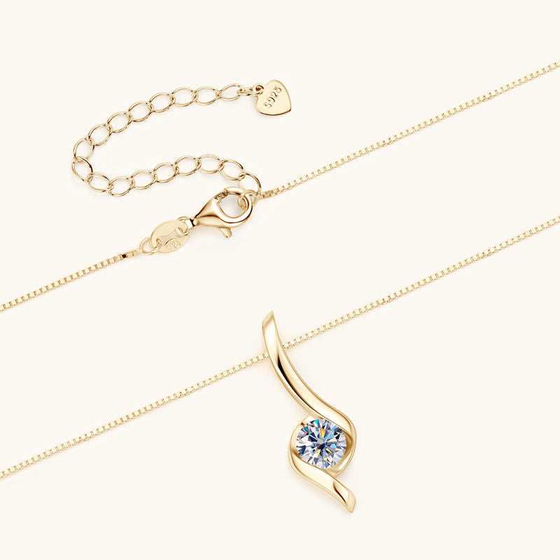 Sterling Silver Moissanite Twist Pendant Necklaces