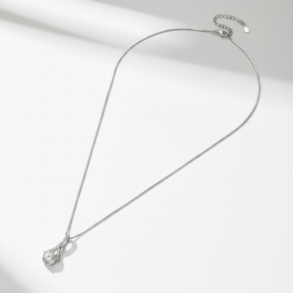 Sterling Silver Moissanite Round Shape Infinity Women Pendant Necklace