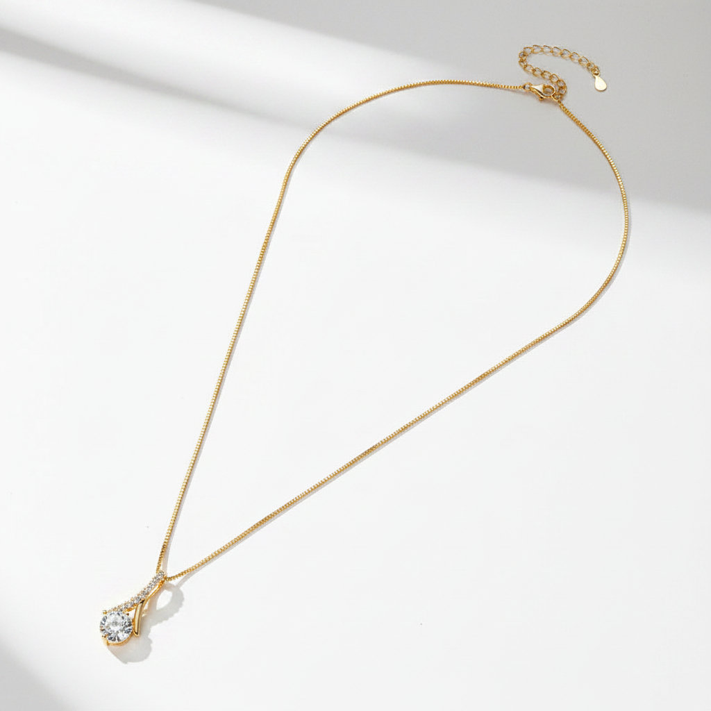 Sterling Silver Moissanite Round Shape Infinity Women Pendant Necklace