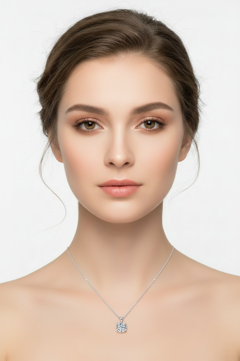 Sterling Silver Moissanite Solitaire Drop Necklace
