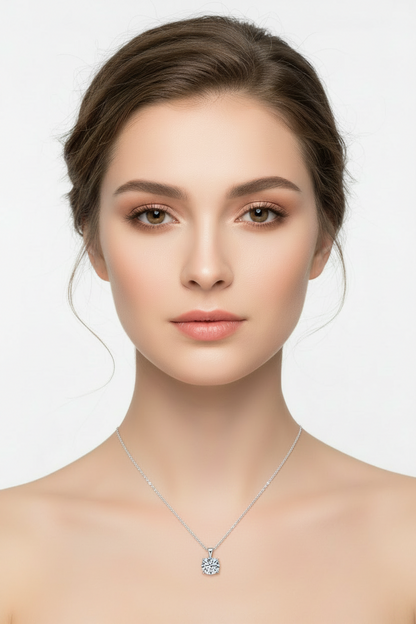 Sterling Silver Moissanite Solitaire Drop Necklace