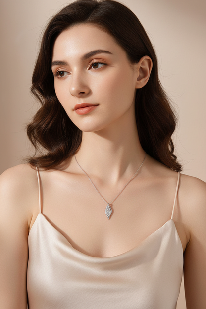 Sterling Silver Moissanite Fashion Curved Pendant Necklace