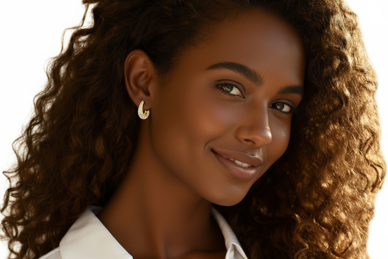Sterling Silver Moissanite Hollow Hoop Earrings