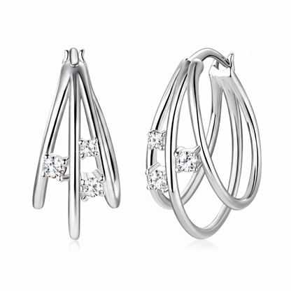 Sterling Silver Moissanite Split Hoop Earrings