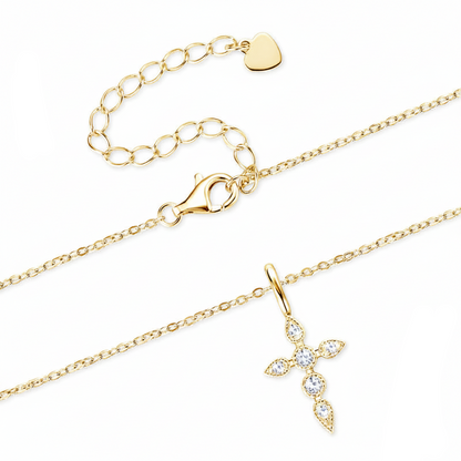 Sterling Silver Moissanite Cross Pendant Necklace