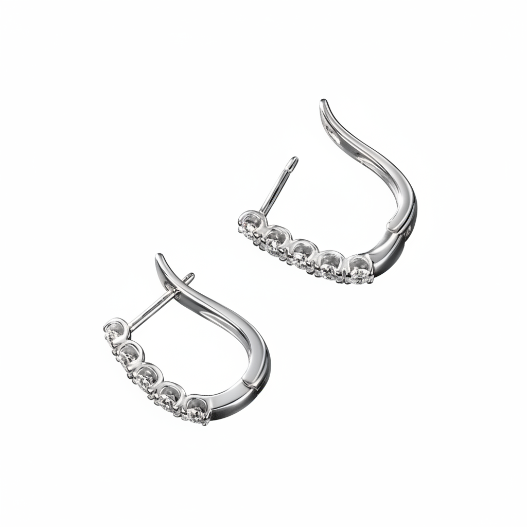 Sterling Silver Moissanite Single-Row Hoop Earrings for Women