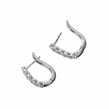 Sterling Silver Moissanite Single-Row Hoop Earrings for Women