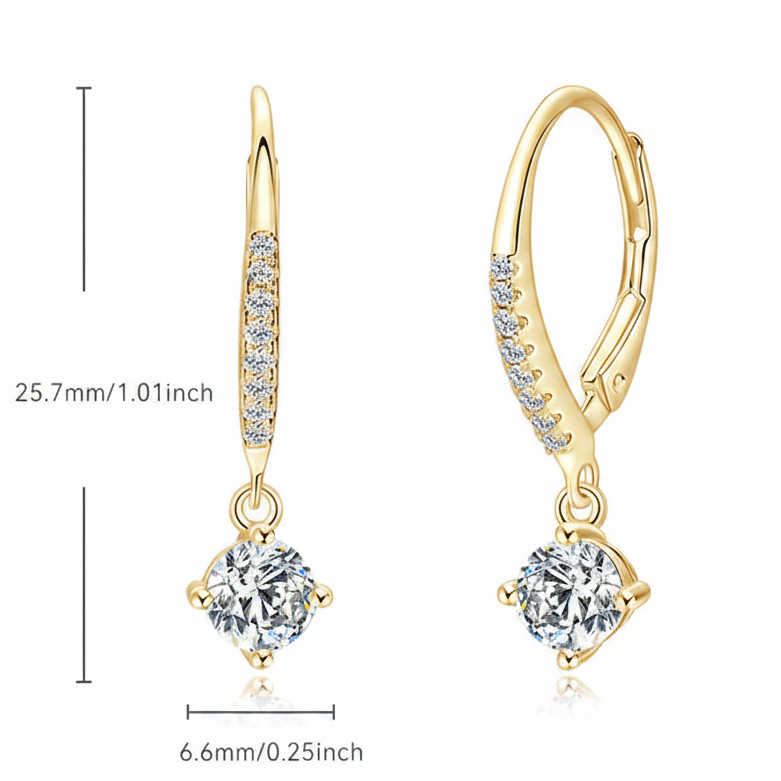 Sterling Silver Moissanite Four Claws Drop Hoop Earring