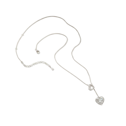 Sterling Silver Moissanite Double Heart Necklace