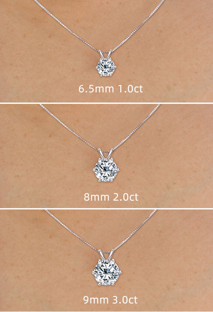 Sterling Silver Moissanite Round Pendant Necklace