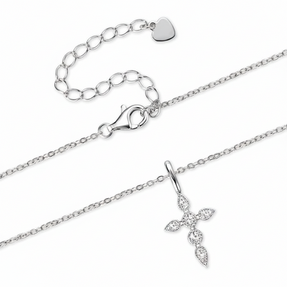 Sterling Silver Moissanite Cross Pendant Necklace