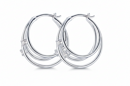 Sterling Silver Moissanite Split Hoop Earrings