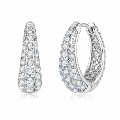 Sterling Silver Moissanite Hollow Hoop Earrings
