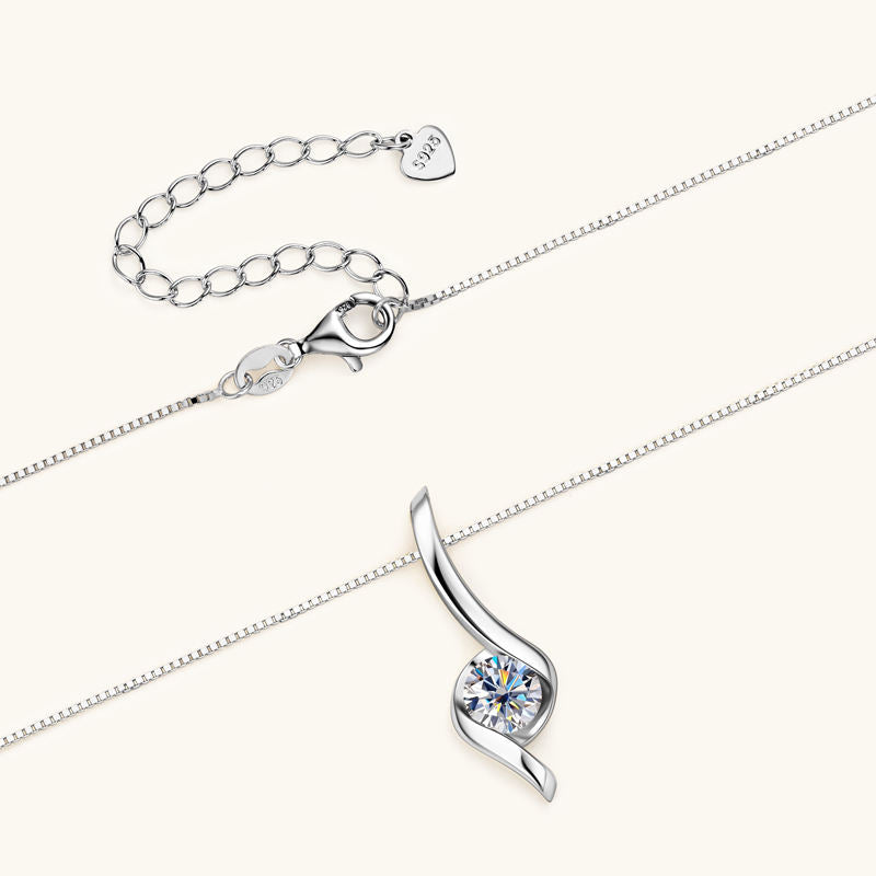 Sterling Silver Moissanite Twist Pendant Necklaces
