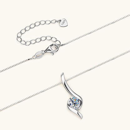 Sterling Silver Moissanite Twist Pendant Necklaces