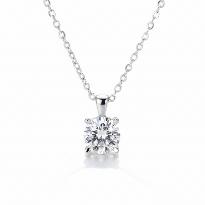 Sterling Silver Moissanite Solitaire Drop Necklace
