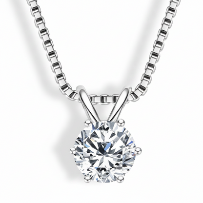 Sterling Silver Moissanite Round Pendant Necklace