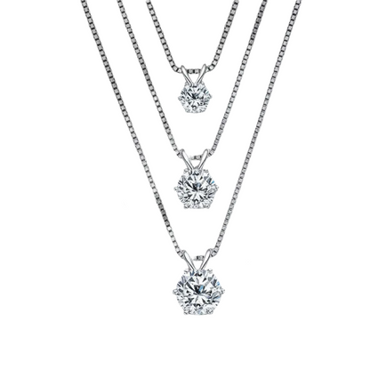 Sterling Silver Moissanite Round Pendant Necklace