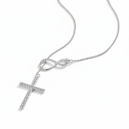 Sterling Silver Moissanite Faith Hope Love Cross Pendant Necklace