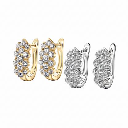 Sterling Silver Moissanite Three Row U-Shaped Fashion Hoop Huggie Earrings for Women
