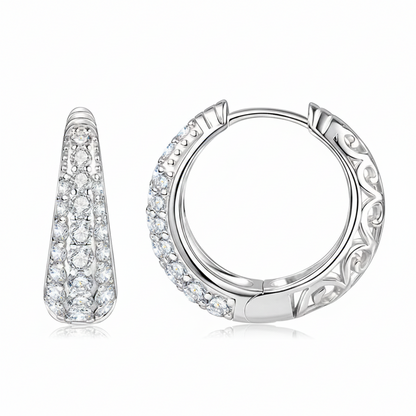 Sterling Silver Moissanite Hollow Hoop Earrings