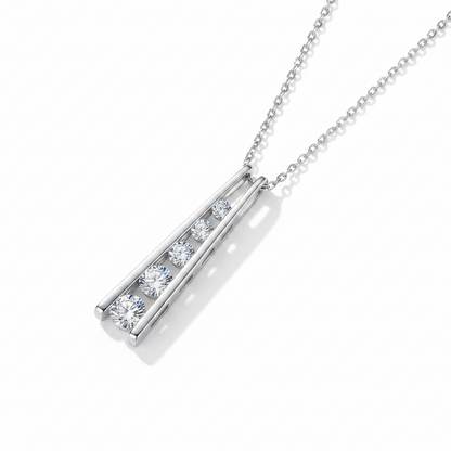 Sterling Silver Moissanite Geometric Trapezoid Pendant Necklace