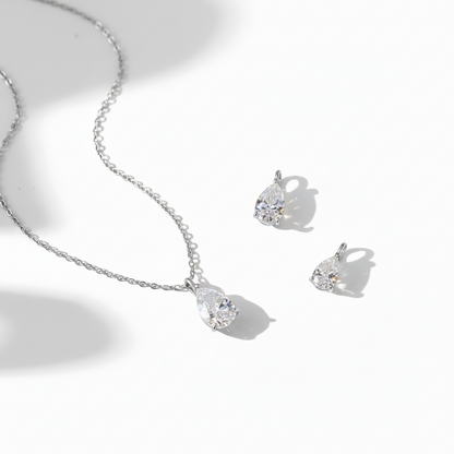 Sterling Silver Moissanite Teardrop Pendant Necklace