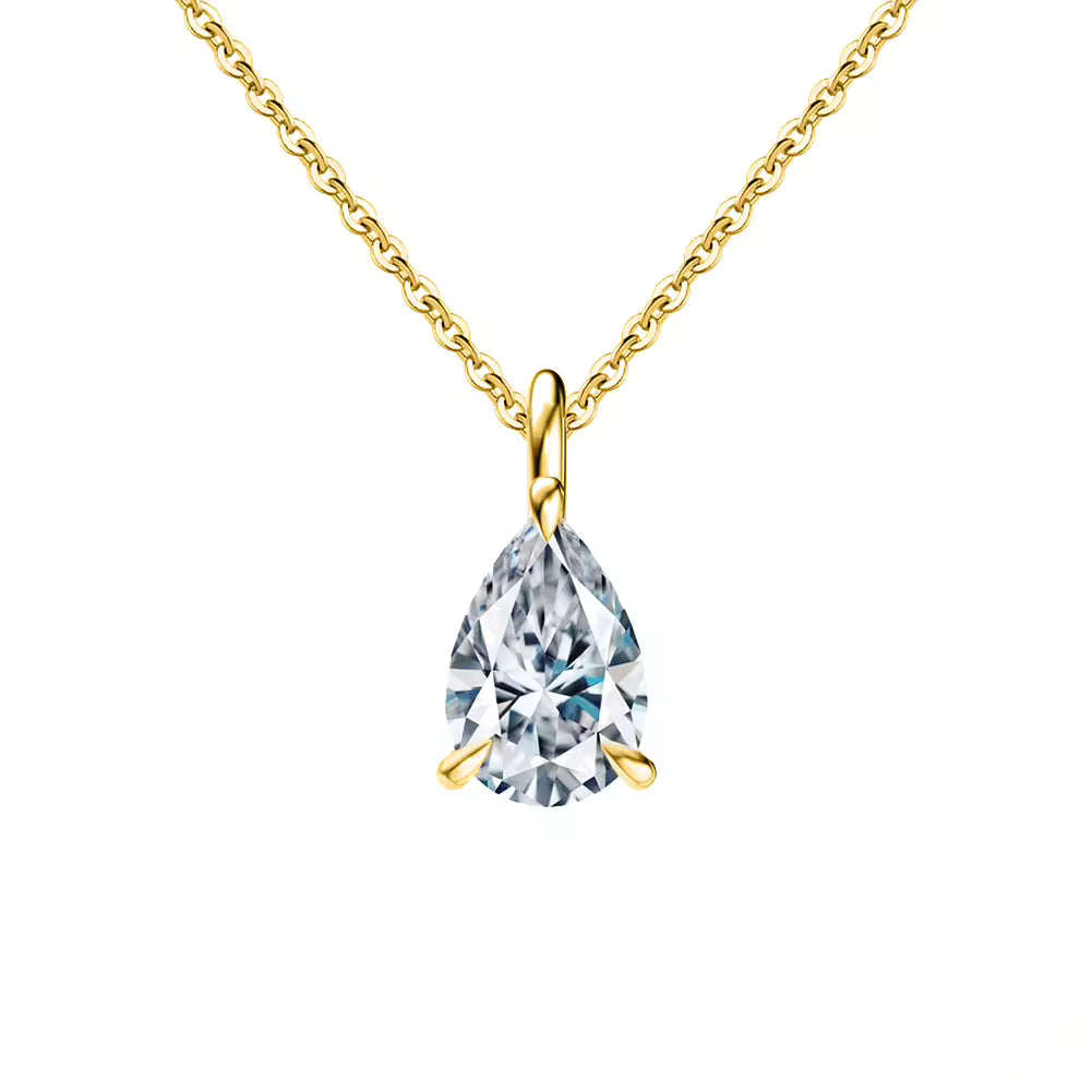 Sterling Silver Moissanite Teardrop Pendant Necklace