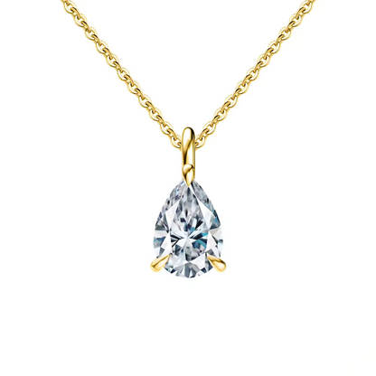 Sterling Silver Moissanite Teardrop Pendant Necklace