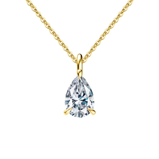 Sterling Silver Moissanite Teardrop Pendant Necklace