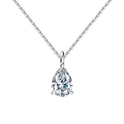 Sterling Silver Moissanite Teardrop Pendant Necklace
