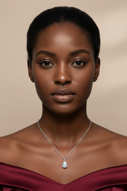 Sterling Silver Moissanite Teardrop Pendant Necklace